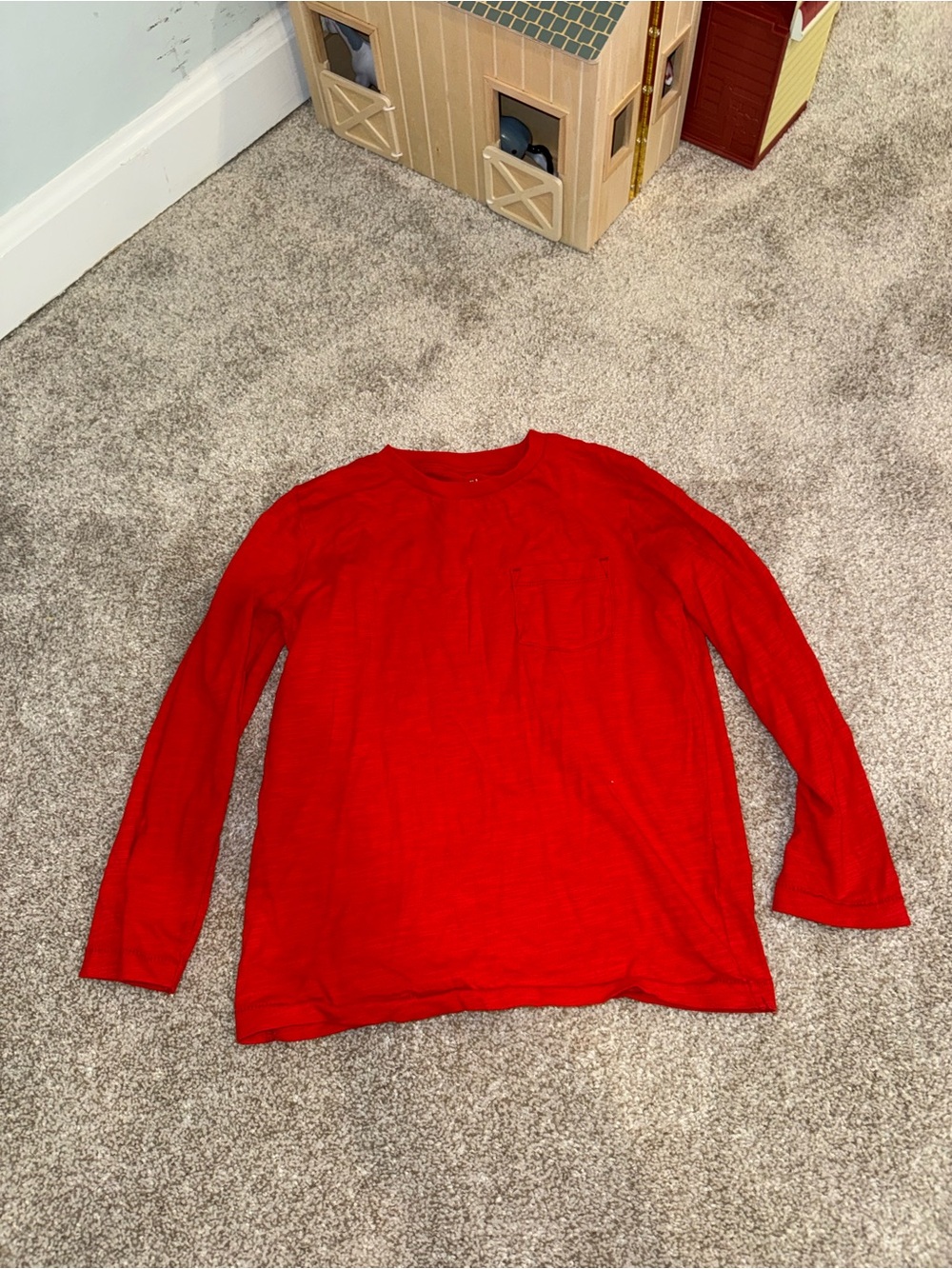Mini Boden Bright Red Long-Sleeve Crewneck Tee